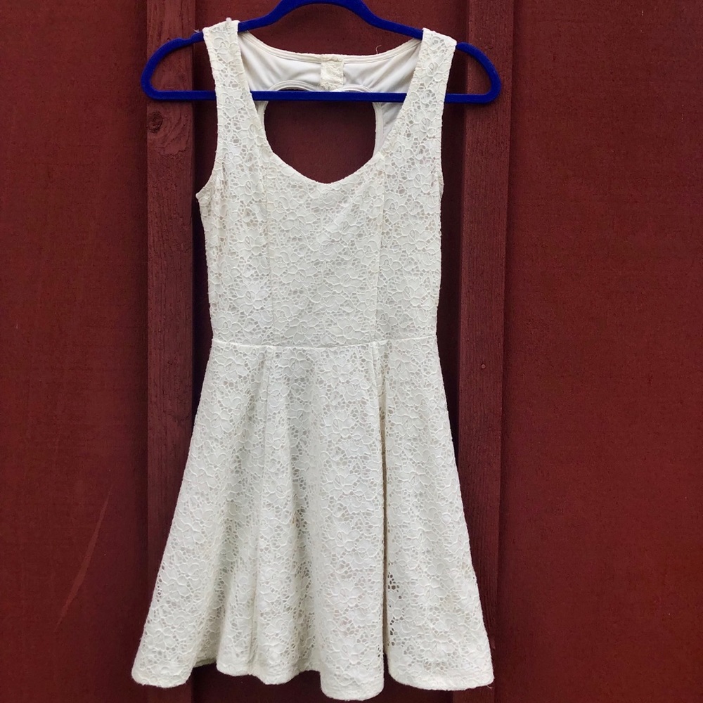 white heart cutout dress